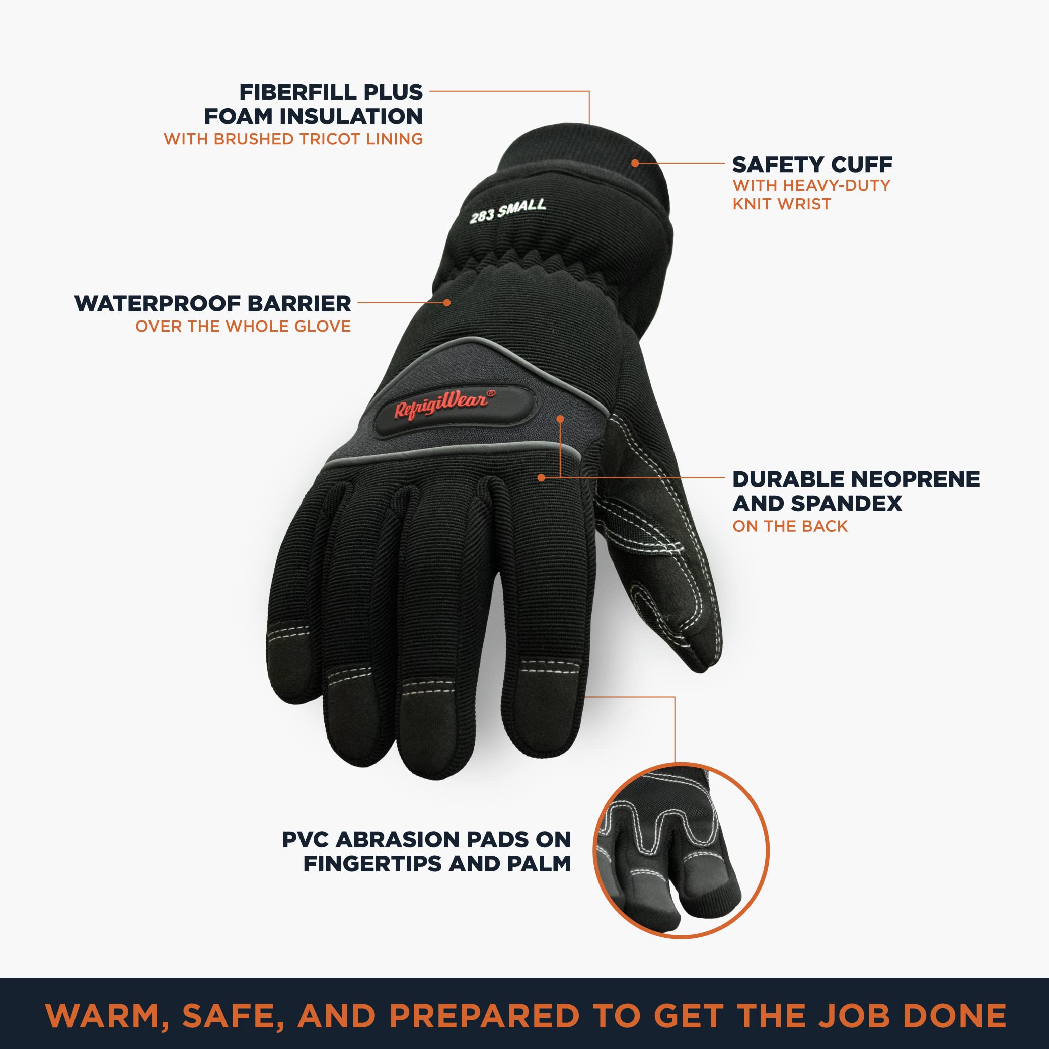RefrigiWear gloves with PVC abrasion pads for secure grip