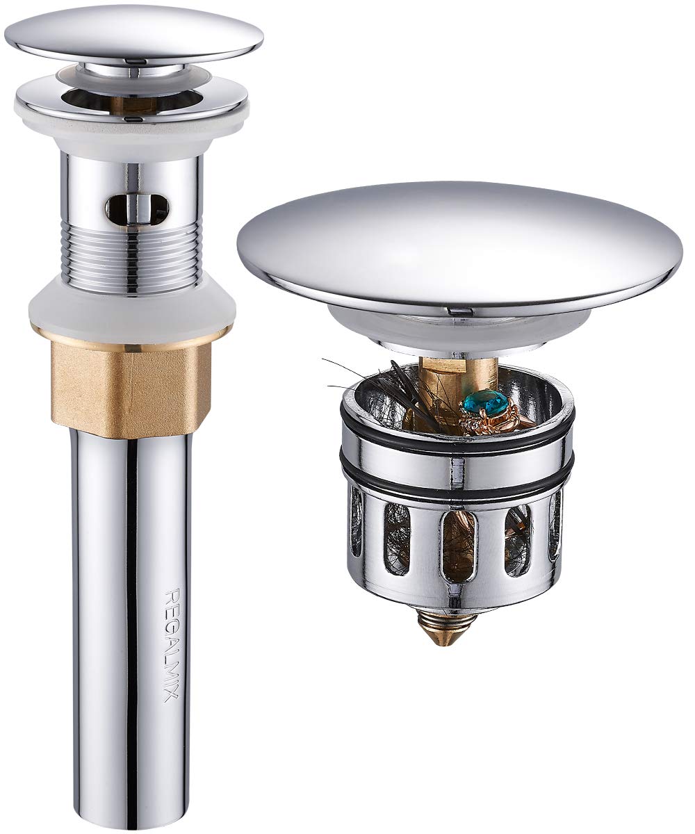 REGALMIX RWF083H vessel sink drain in polished chrome for a clean, leak-free bathroom look