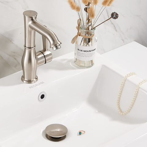 REGALMIX RWF083J brushed nickel finish pairs well with modern bathroom fixtures.