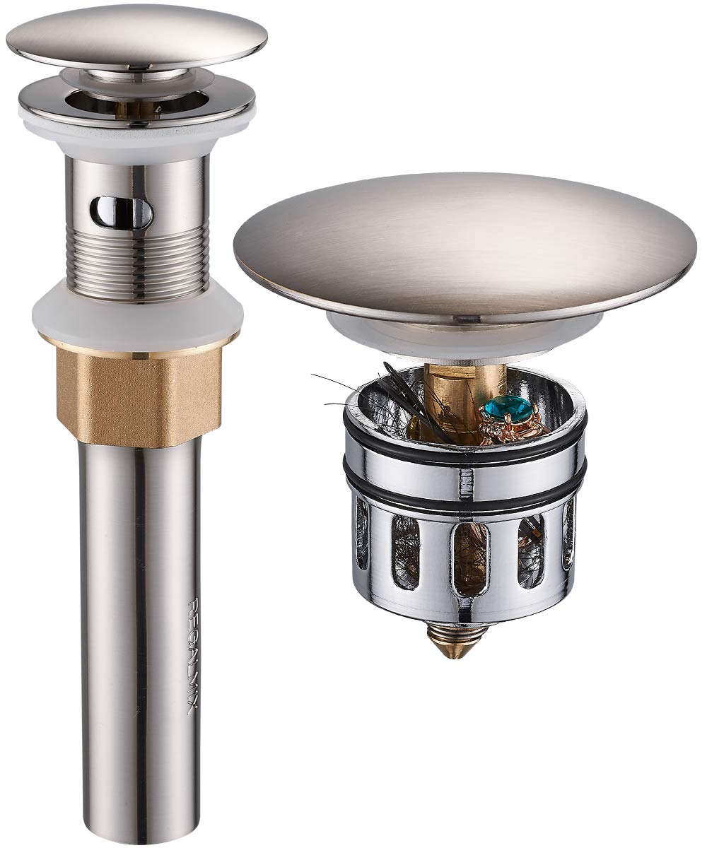REGALMIX RWF083J vessel sink drain in brushed nickel with durable, scratch-resistant finish.