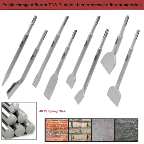 Regiis Tech SDS Plus pointed chisel for targeted breakthroughs and cleanup.
