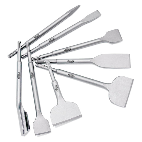Regiis Tech SDS Plus tile removal chisel for fast tile removal and cleanup.