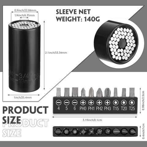 Reginary quick-change socket adapter set for 1/4, 3/8, 1/2 inch screws