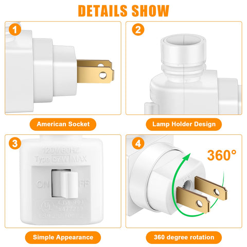 Reginary white plug-in night light socket blends with decor