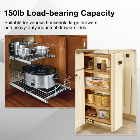 REGUDA heavy-duty drawer slides full extension 14-inch for smooth operation in busy drawers.