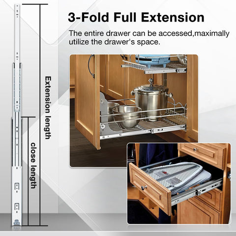 REGUDA heavy-duty drawer slides full extension 18-inch to support heavy loads in cabinets.