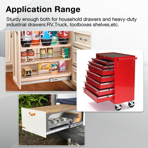REGUDA heavy-duty drawer slides full extension 20-inch for quick item retrieval from drawers.