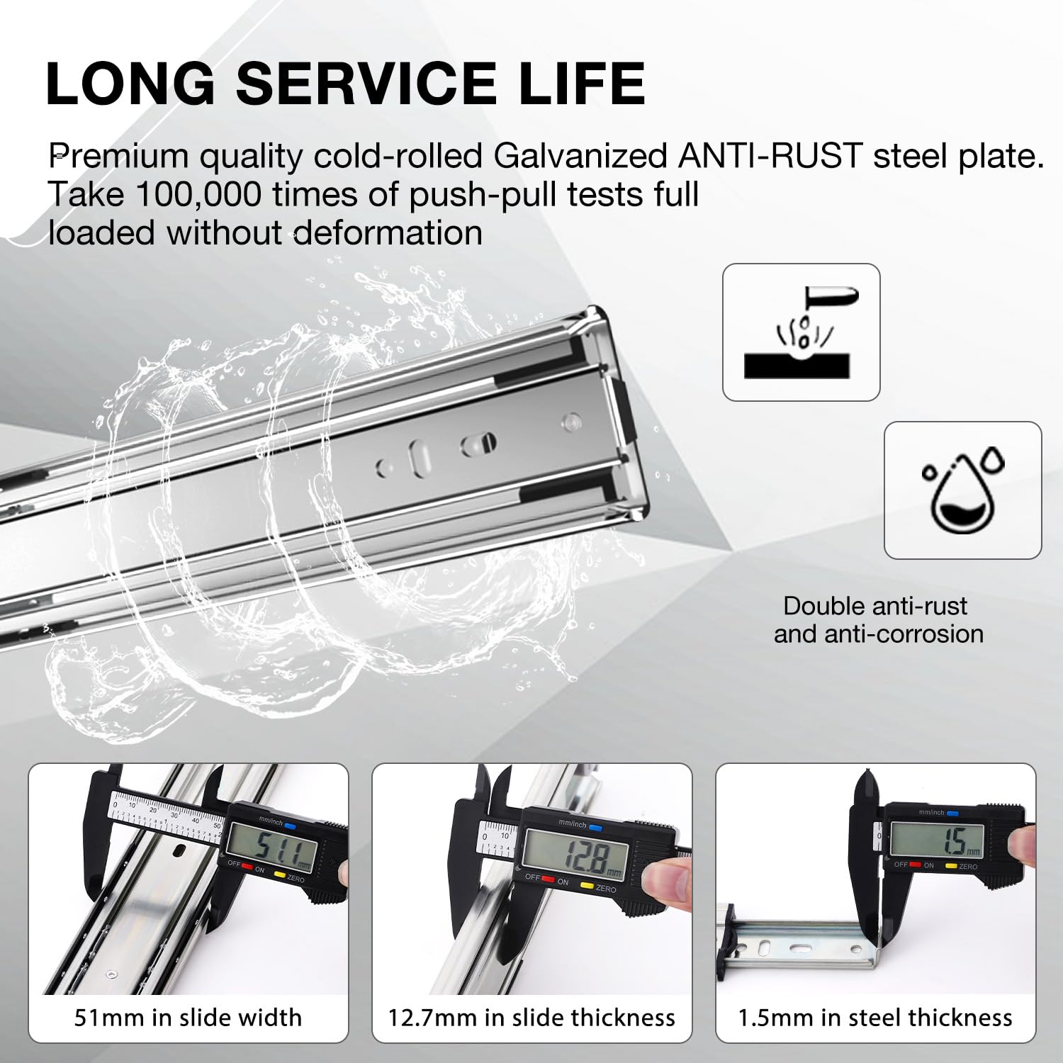REGUDA heavy-duty drawer slides full extension 26-inch include easy installation notes and optional lock.