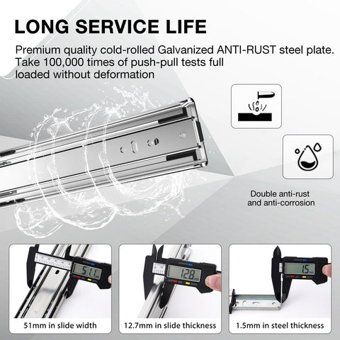 REGUDA heavy-duty drawer slides full extension 26-inch include easy installation notes and optional lock.