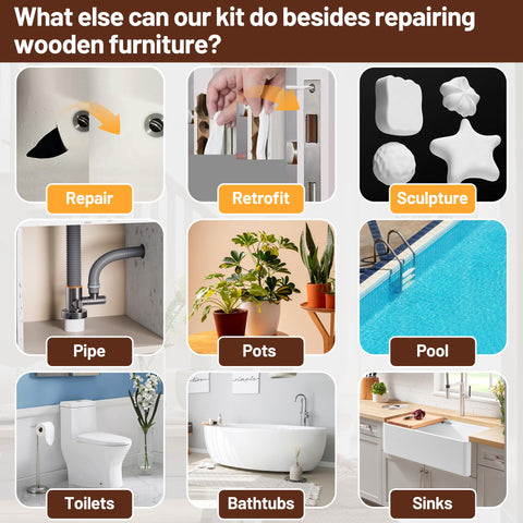 REHOUPTY filler repairs gaps in furniture, cabinets, and floors.