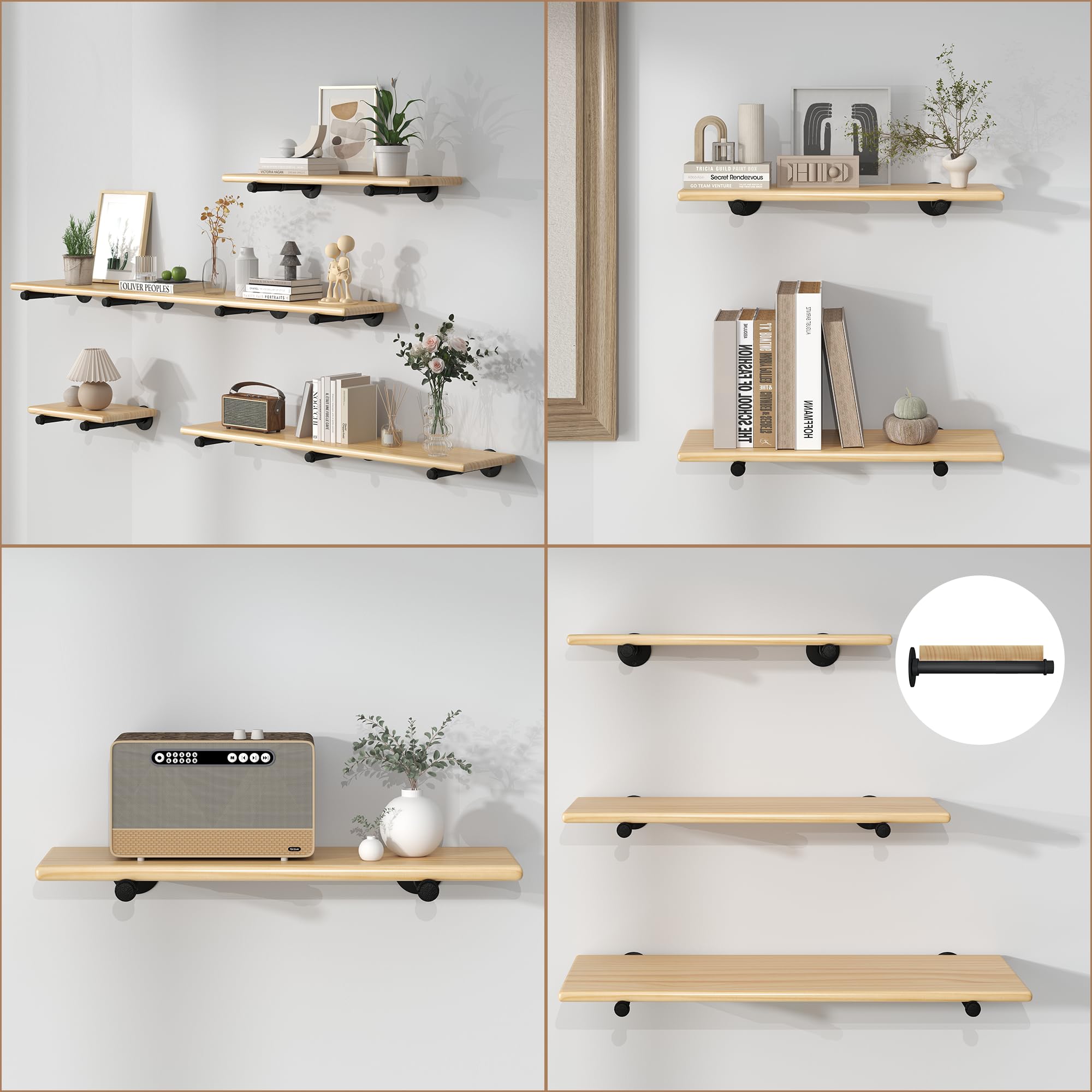 REHOYEE heavy-duty shelving bracket kit supporting up to 120 lbs.