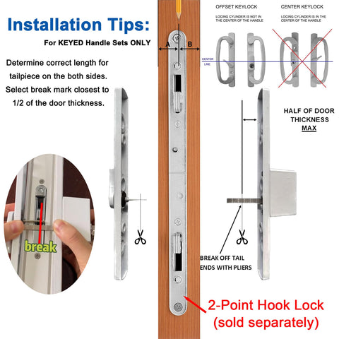 ReigaHood keyed sliding door handle back view highlights non-handed design for flexible installation.