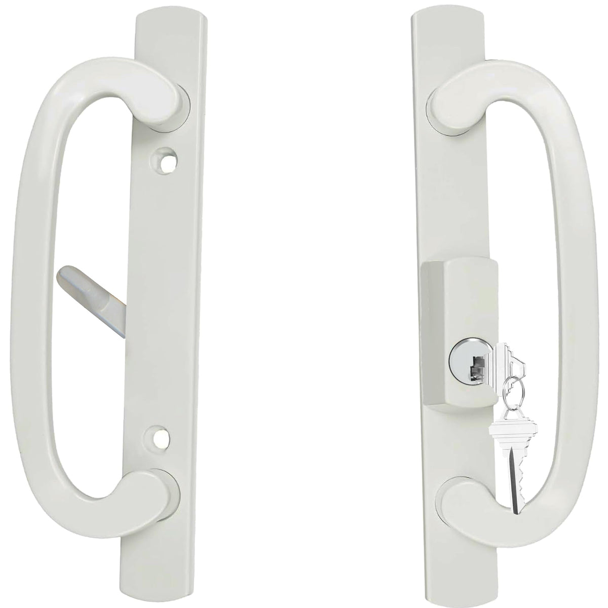 ReigaHood keyed sliding handle front view for legacy doors, sleek retrofit look