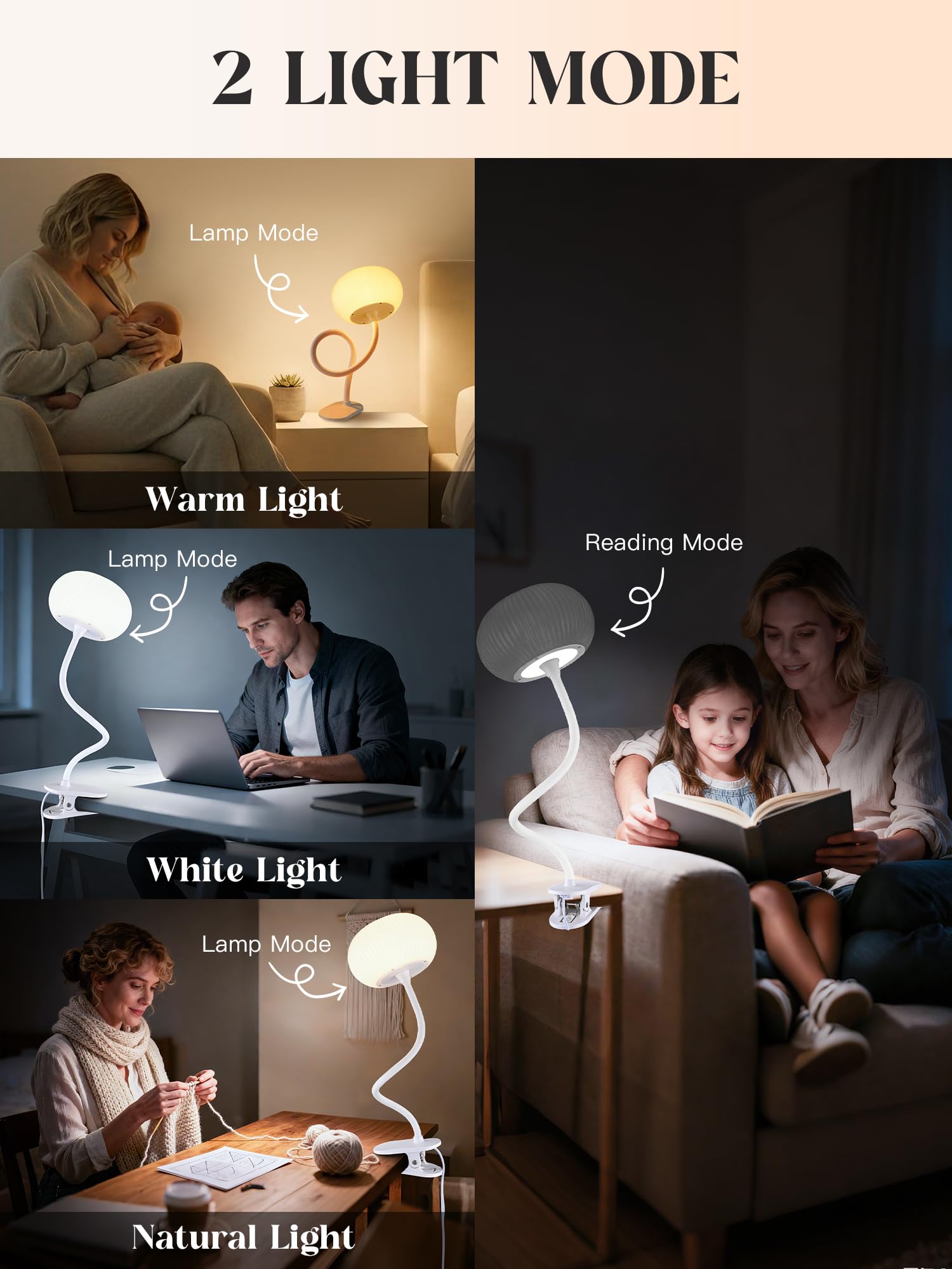 ReinHoo clip-on light featuring an 18-inch gooseneck for flexible direction