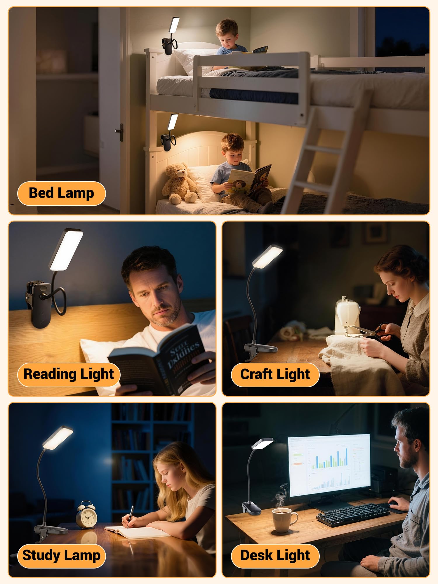 ReinHoo clip-on light features eye friendly flicker free beam for reading