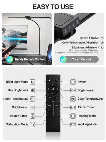 ReinHoo desk light 1200-lumen brightness for bright reading and study