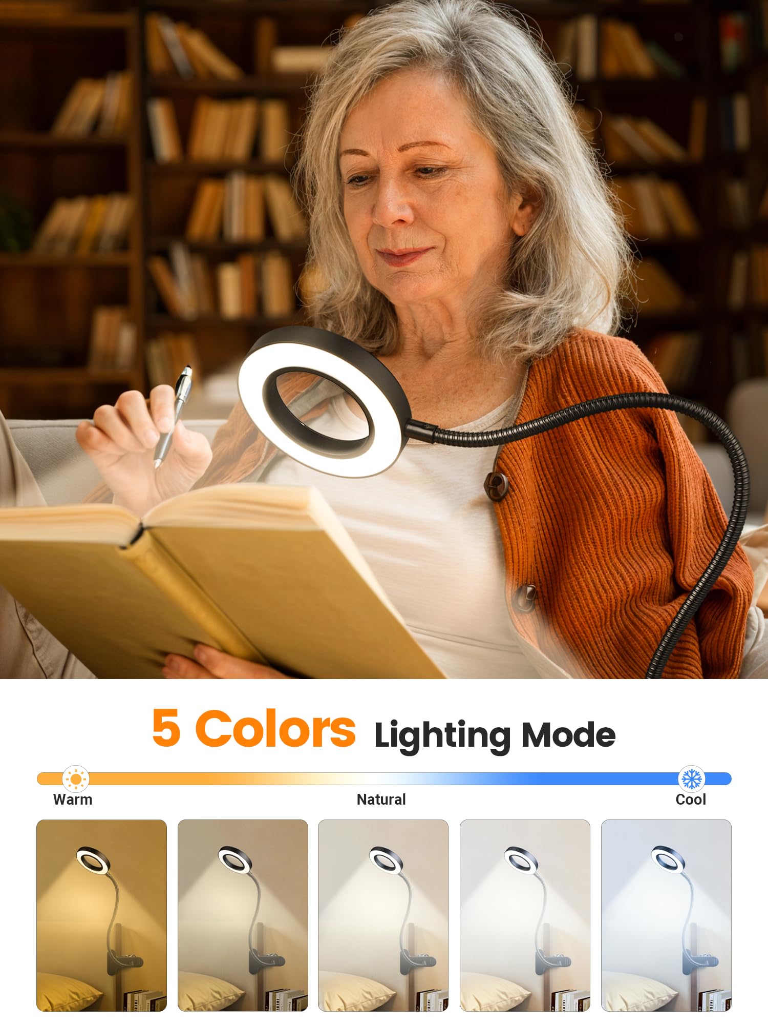 ReinHoo gooseneck clip lamp adjusts precisely to illuminate work