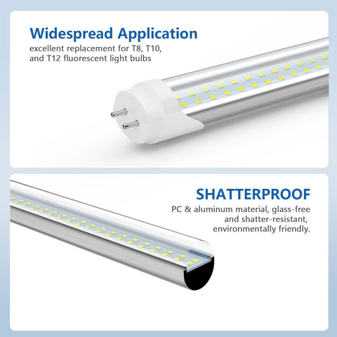 Reisener T8 LED bulbs 4-foot durable aluminum construction for sturdy install.