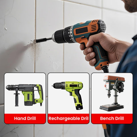 REKCKRUL multi-material compatibility covers ceramic, tile, glass, granite, and marble.