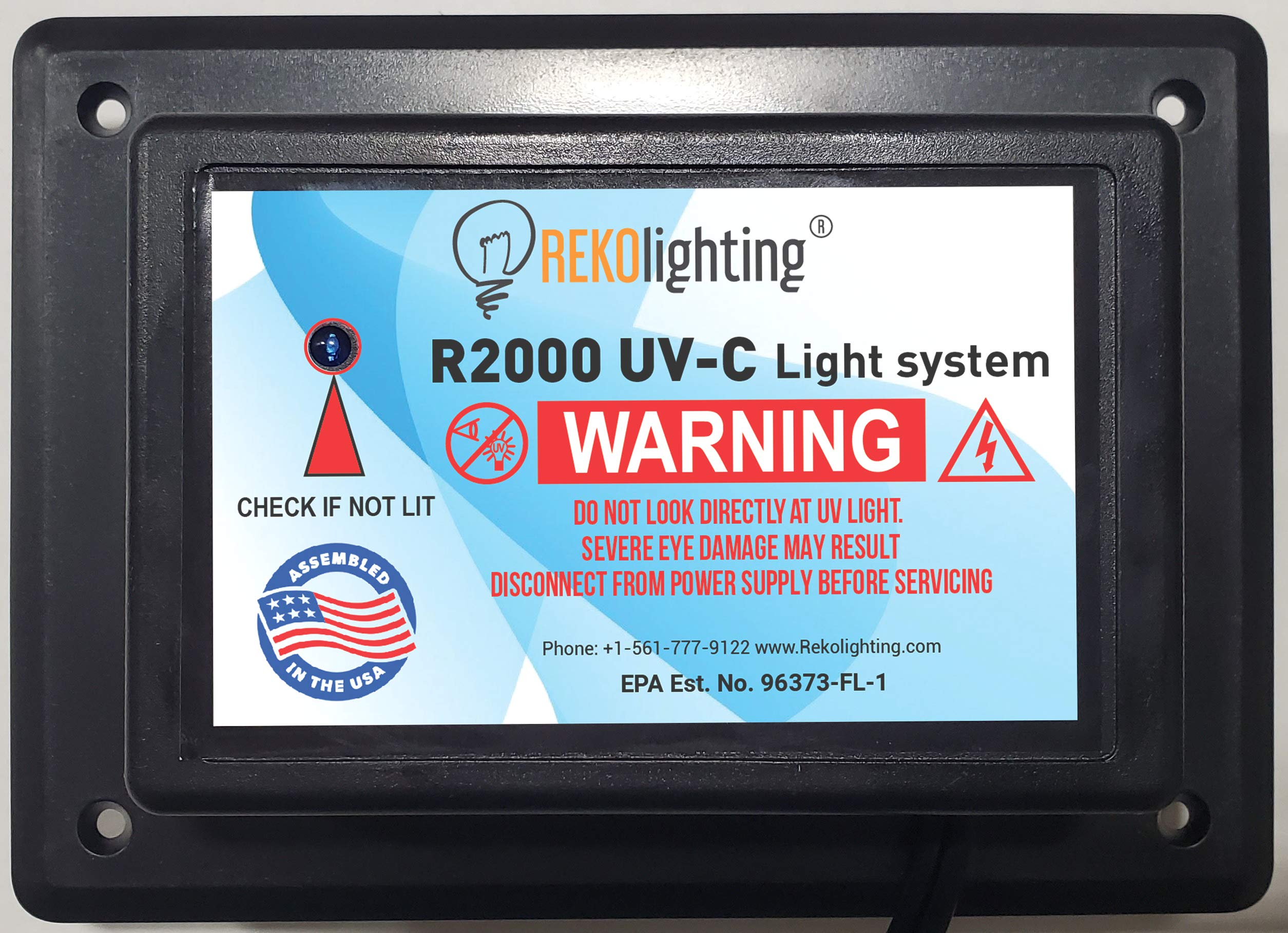 REKO Lighting R2000 provides 120V plug and long cord for flexible installation.