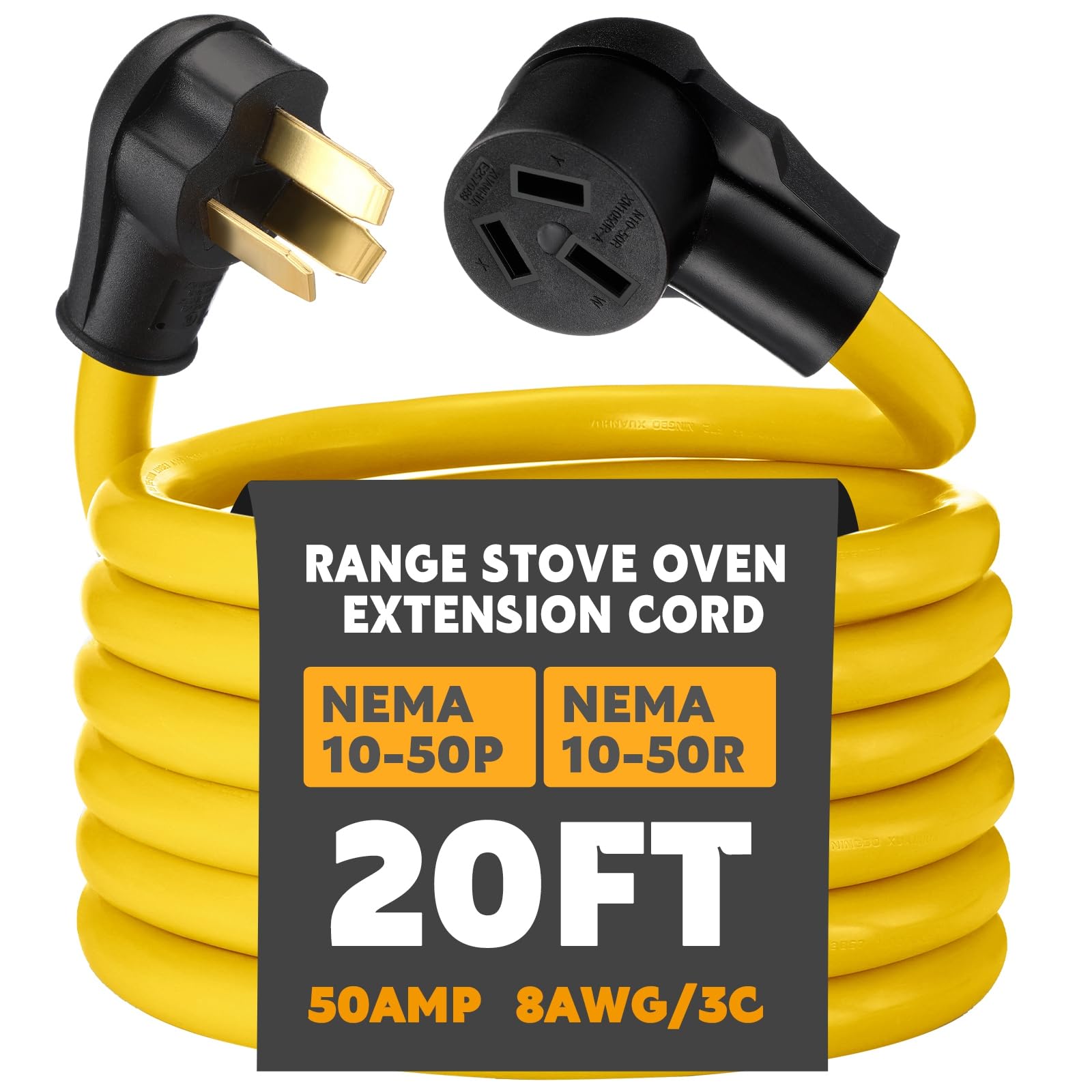 Relaxweex 50A extension cord with molded plug for durable power