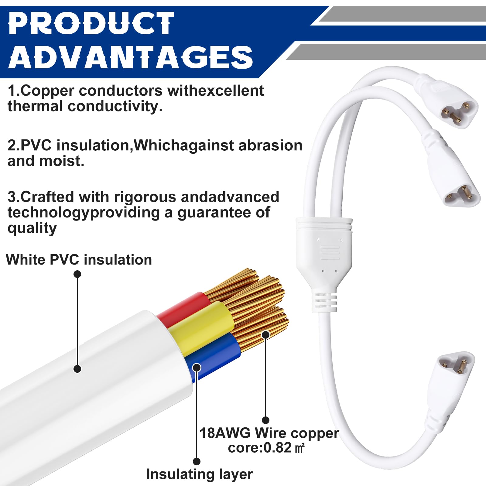 Relaxweex LED tube connector cable assembly for quick plug-and-play lighting setup.