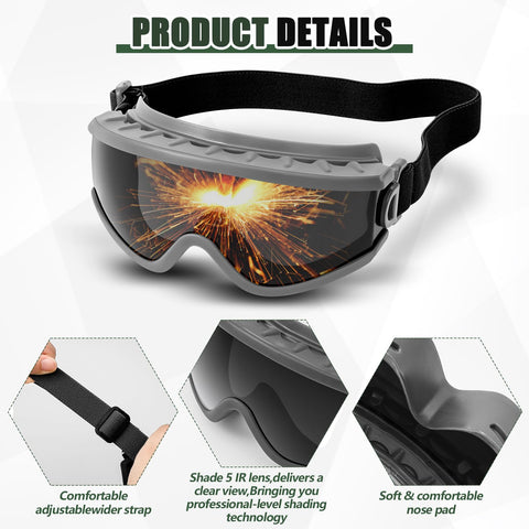 Relaxweex welding goggles durable PVC frame for tough work conditions.