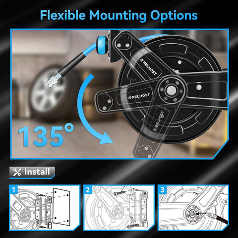 Relhost hose outlet shows three-angle adjustment for convenient routing