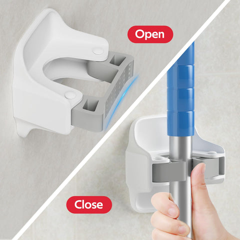 ReliaHom mop grippers with adhesive backing install drill-free on smooth walls.