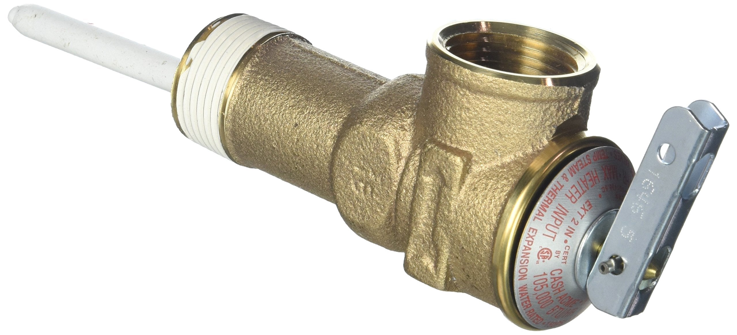 Reliance water heater valve with 2-inch shank for safe temperature and pressure control.