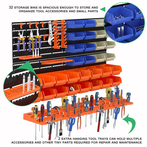 Reliancer hanging tool trays place commonly used tools within easy reach.