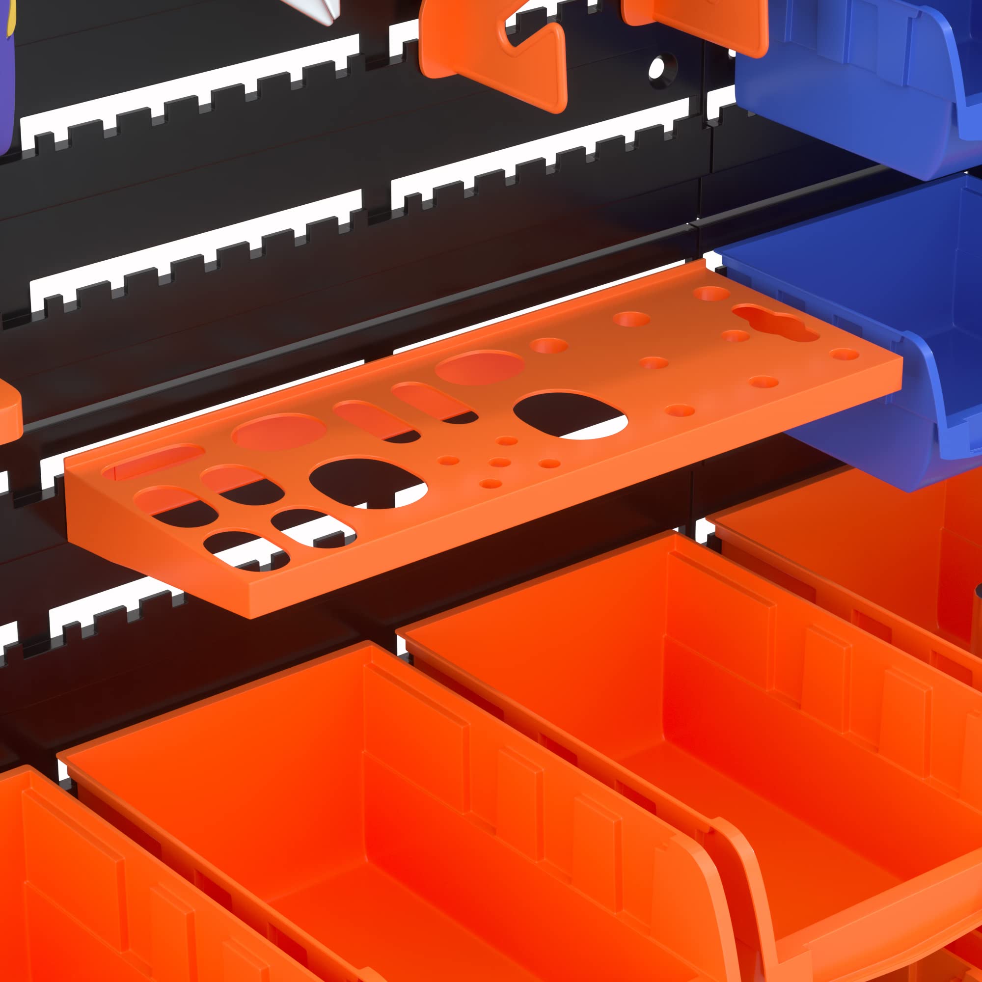 Reliancer workstation storage boosts garage organization and efficiency.