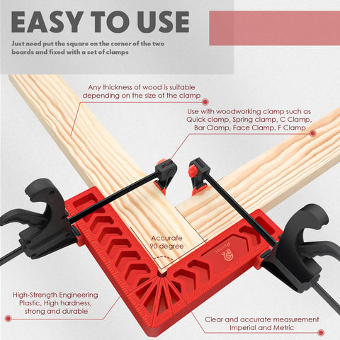 Relitec R 3-inch corner clamp with interior notch for squaring accuracy
