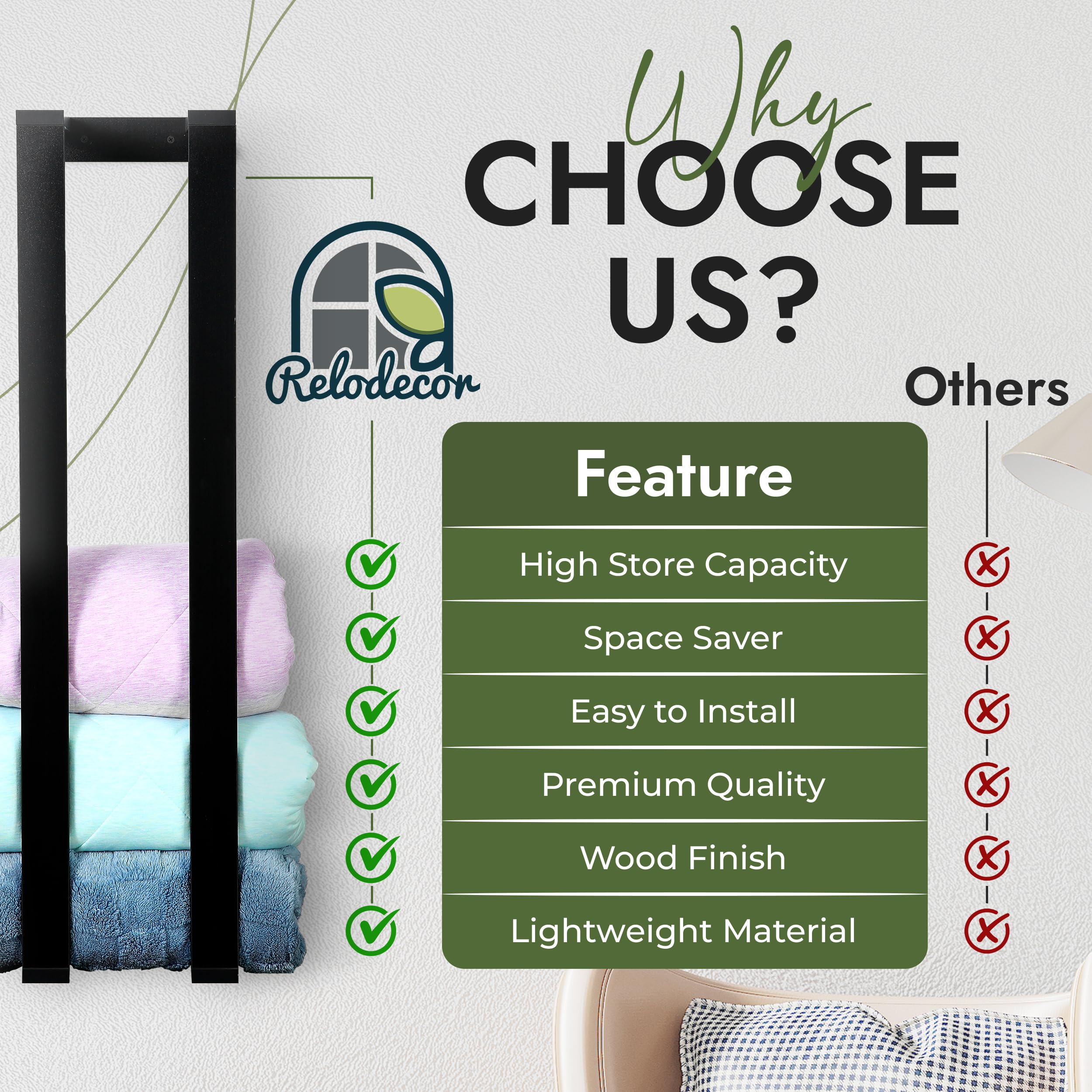 RELODECOR black finish wall rack elevates room style with practical storage