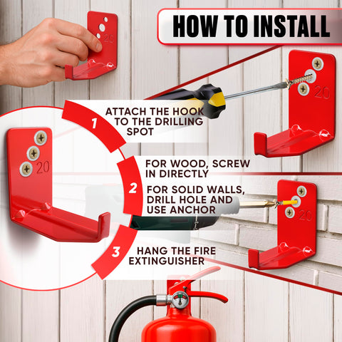 Reluen thick steel fire extinguisher hook resists rust for indoor and outdoor use