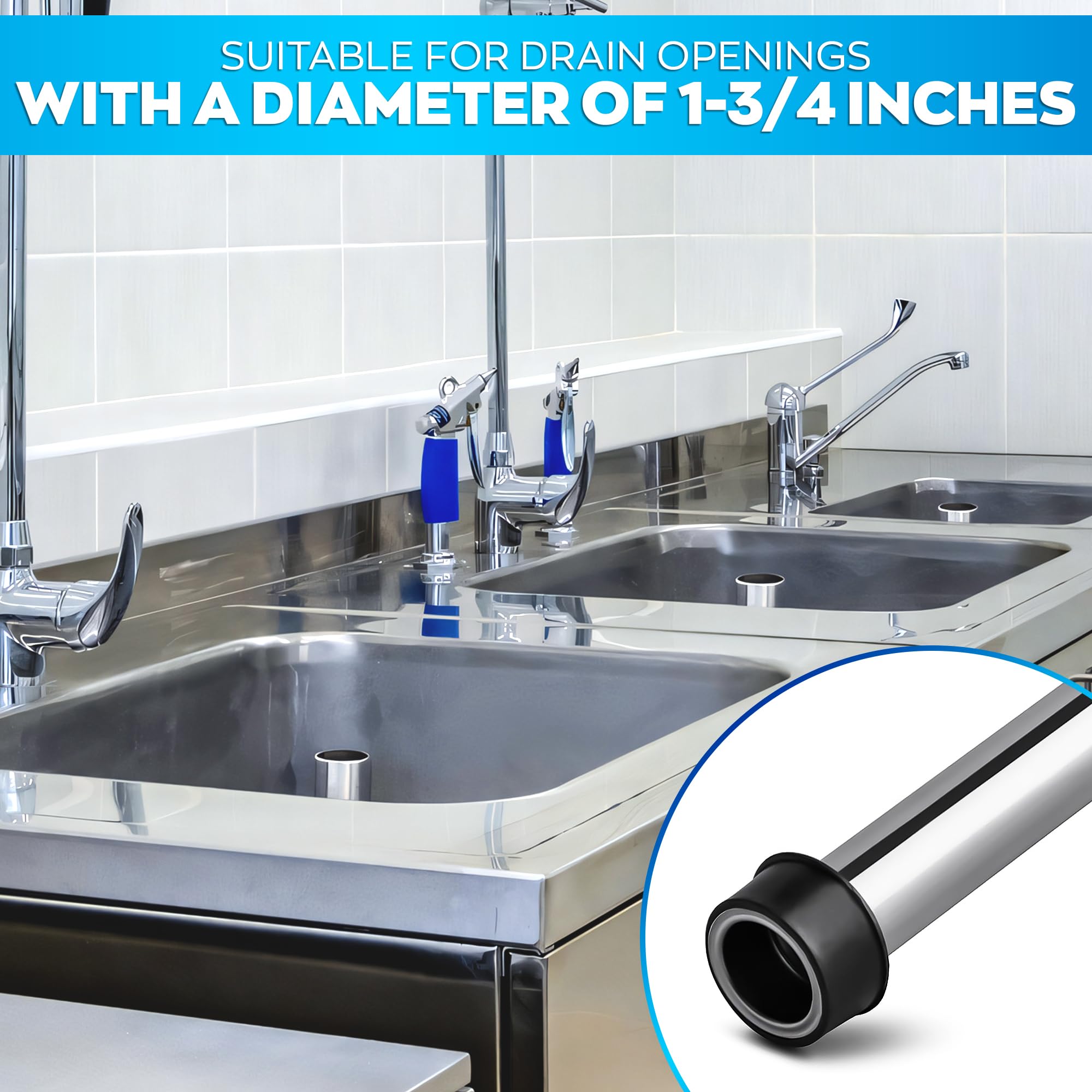 Sleek Reluen stopper complements modern sink aesthetics.