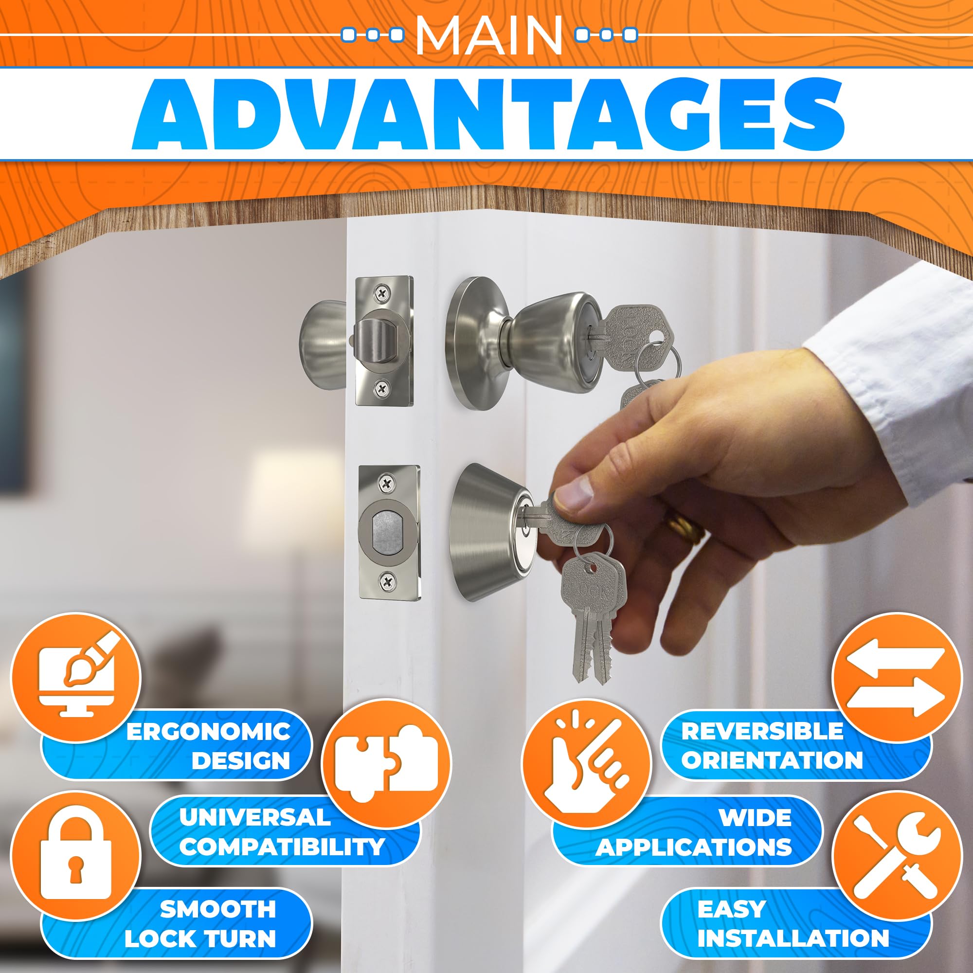 Reluen easy-to-install exterior lock set enables quick upgrades without professional tools.