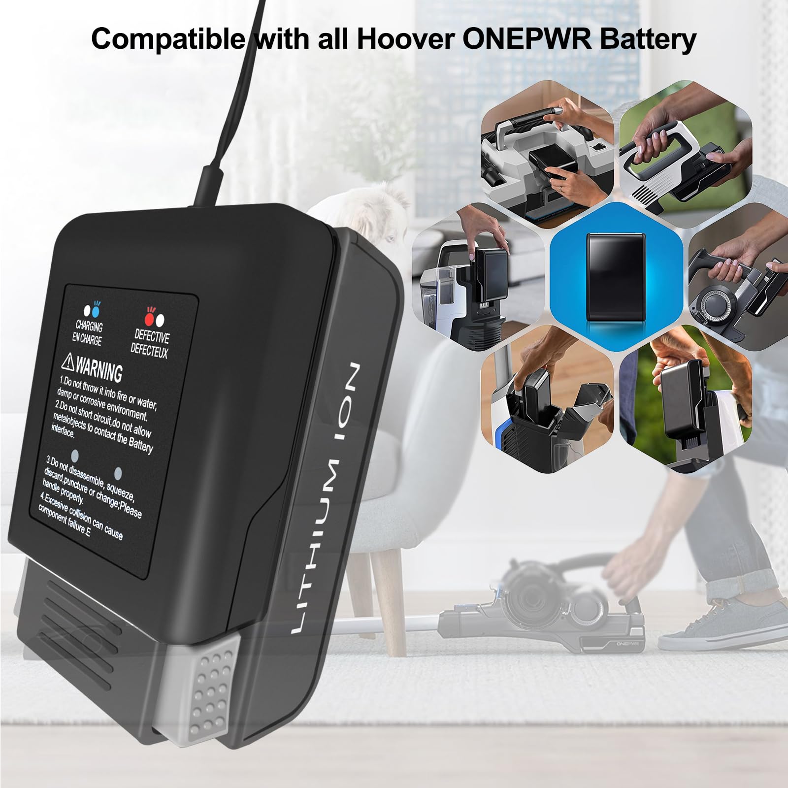 Remate Hoover ONEPWR charger compatible with BH25040 battery for quick top ups