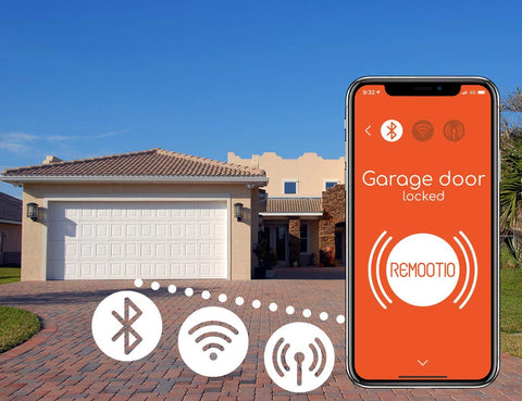 Remootio 2 WiFi/Bluetooth connection panel enables seamless remote access.