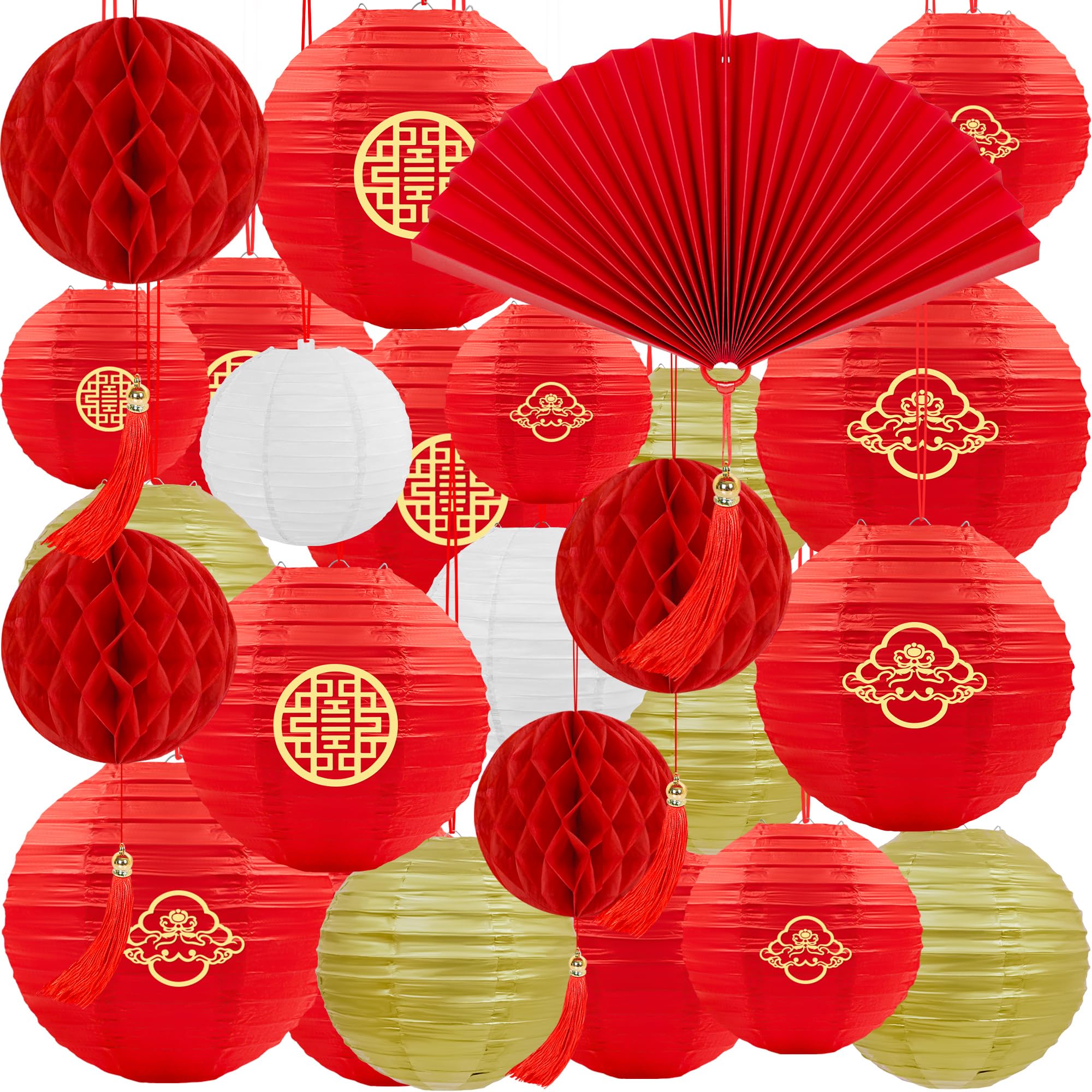 Renbuzhu red lanterns, 13-pack, ideal for festive Lunar New Year ambiance.