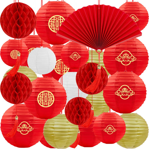 Renbuzhu red lanterns, 13-pack, ideal for festive Lunar New Year ambiance.
