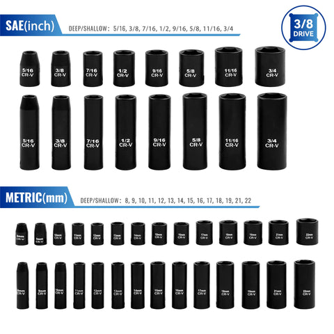 Reniteco 6-point sockets with laser markings aid quick size identification in low light