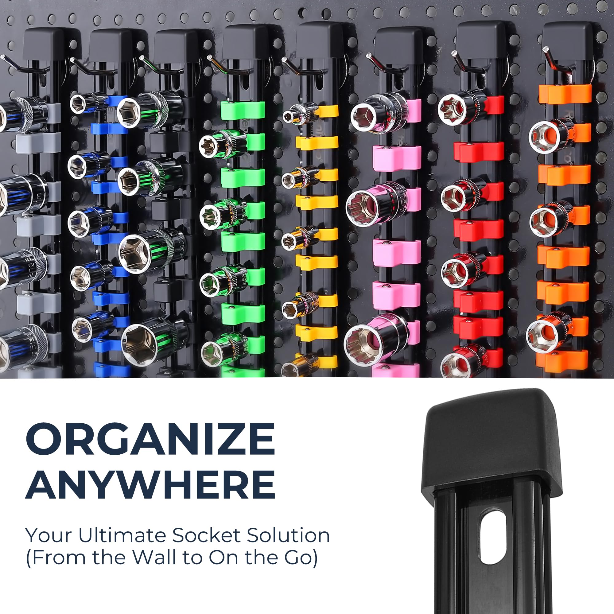 Reniteco socket organizer durable rails stay aligned even when inverted.