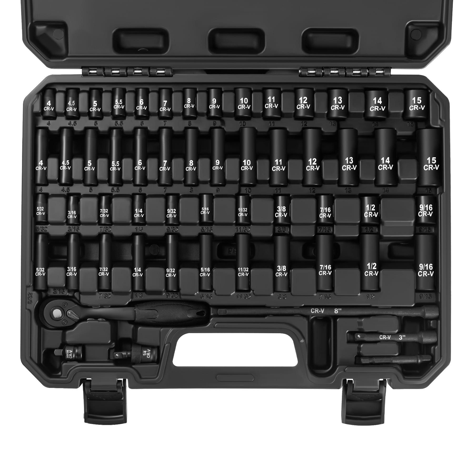 Reniteco socket set in organizer case for easy storage and quick access