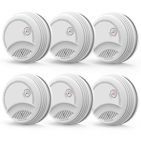 RenseCum fire alarms front view showcasing battery-powered safety for bedrooms.