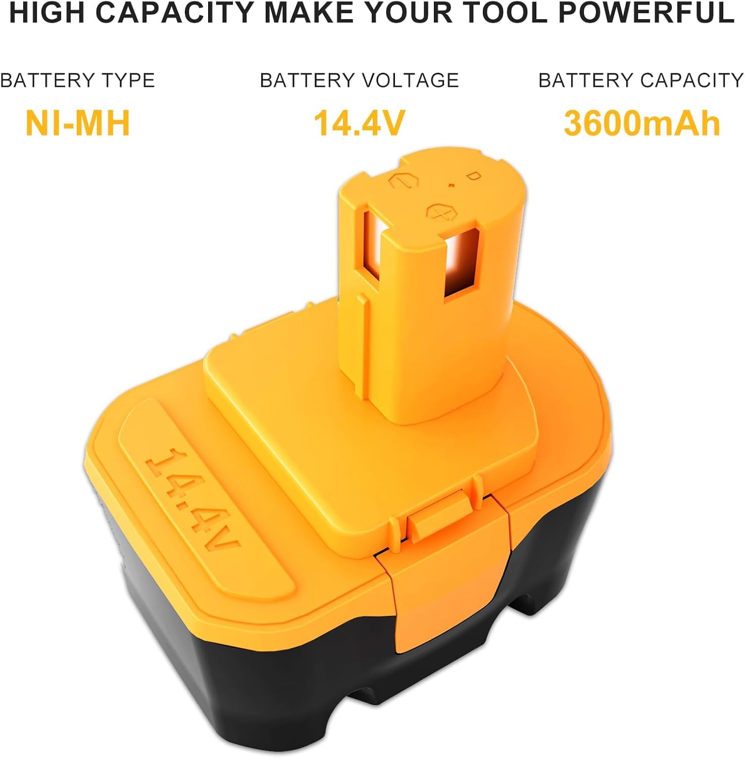 Closeup of Reoben 3600mAh battery highlighting enhanced capacity and fit