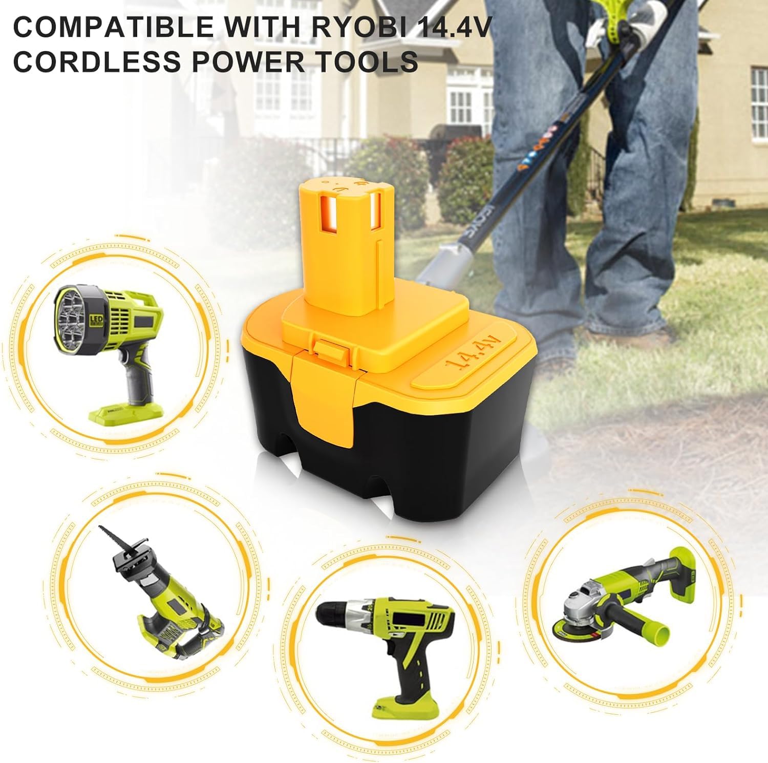 Compatibility highlight: Reoben battery works with multiple Ryobi 14.4V models