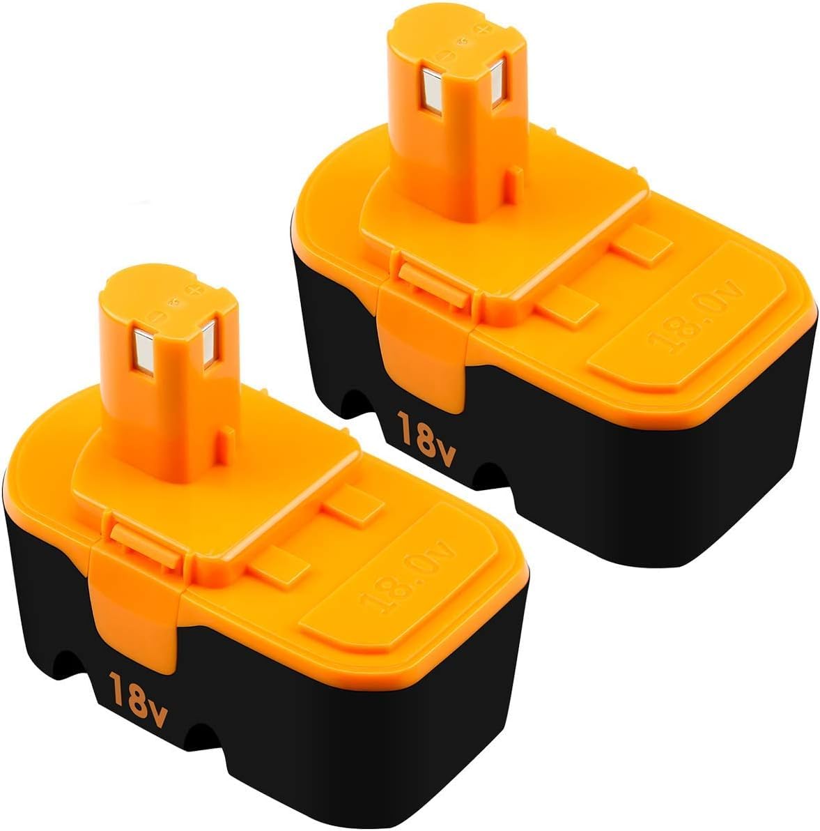 Reoben P100 replacement battery for Ryobi 18V, two-pack for extended tool sessions.