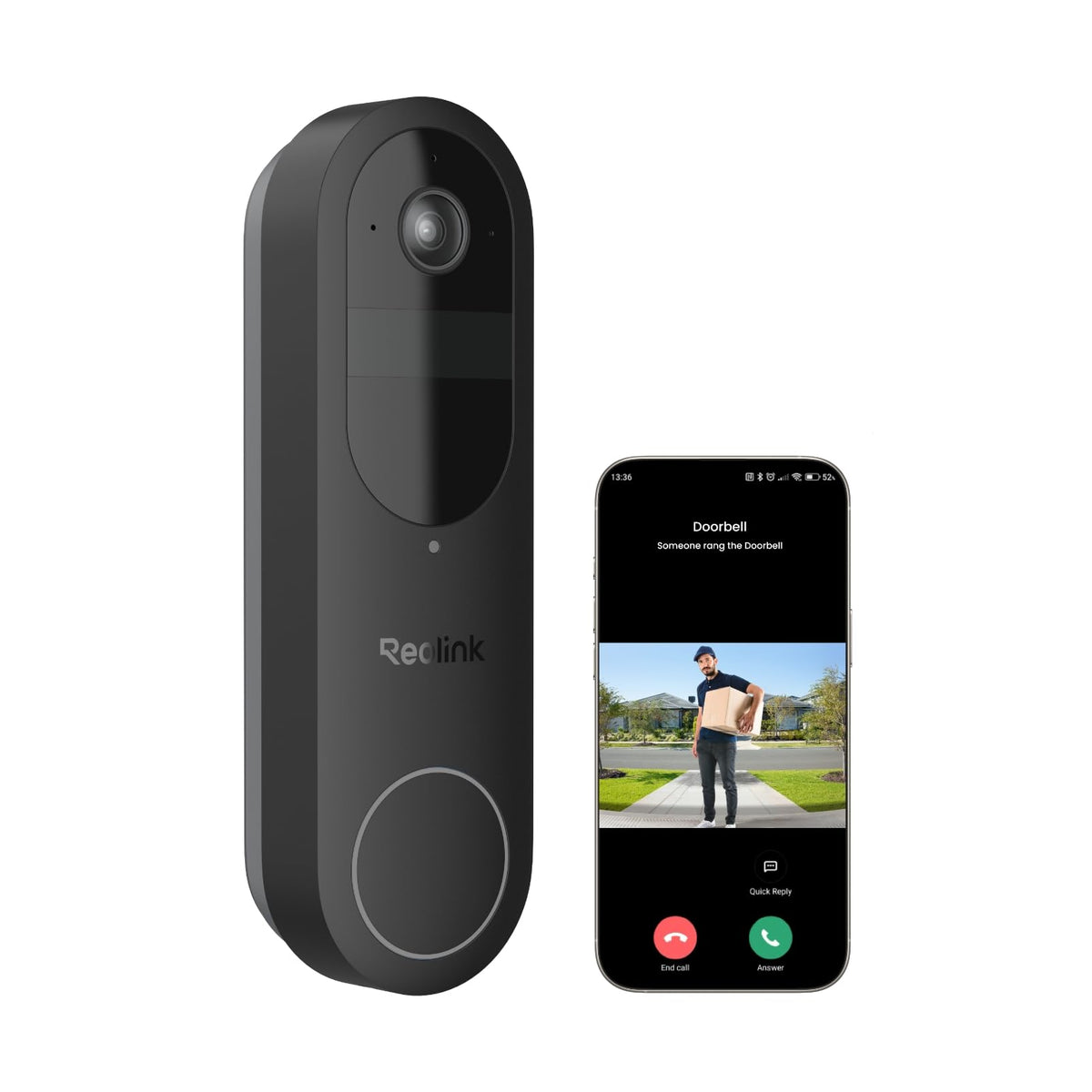 REOLINK 2K Battery Doorbell front view for wide doorway monitoring.