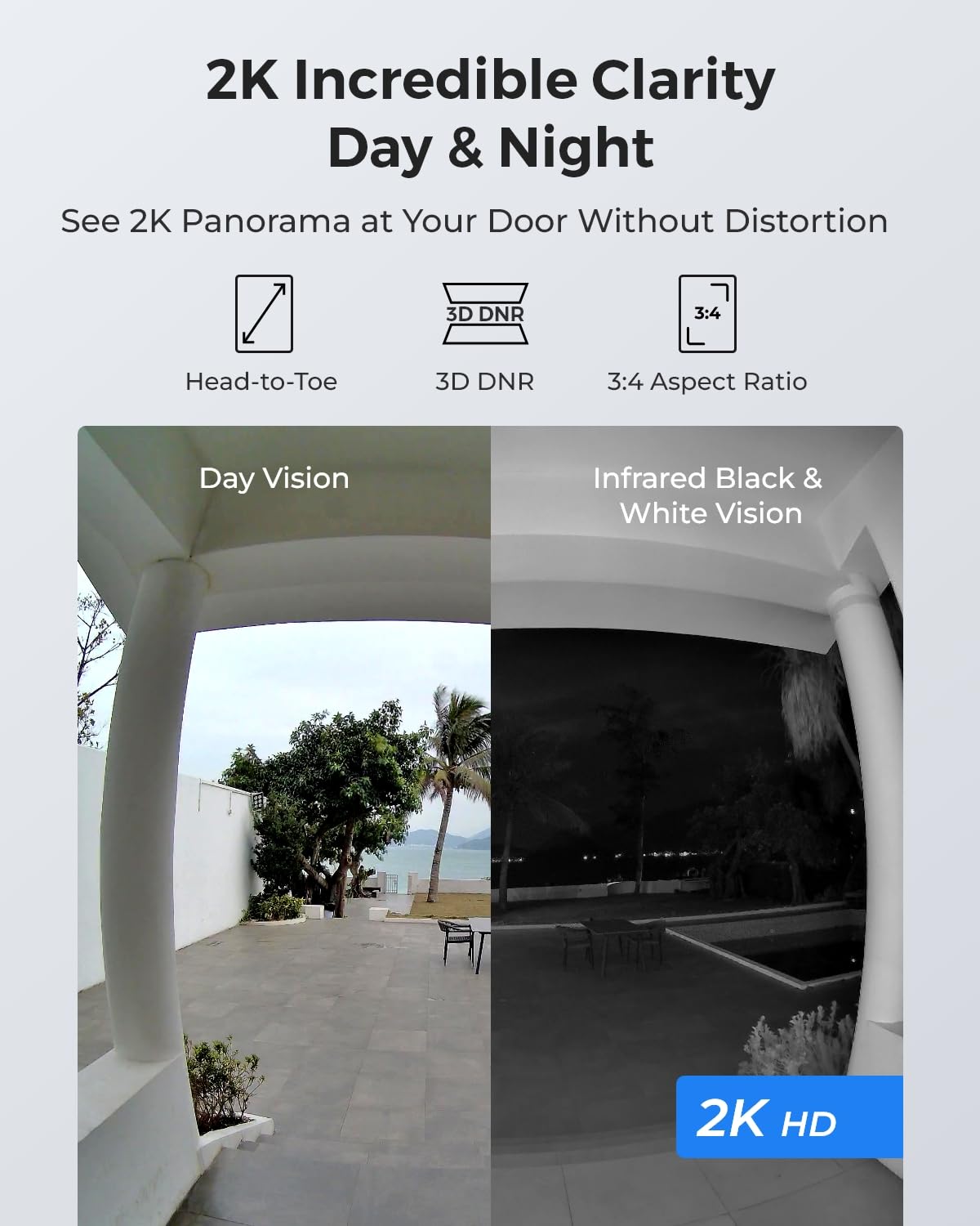 REOLINK 3:4 head-to-toe view captures complete visitor presence at your entry